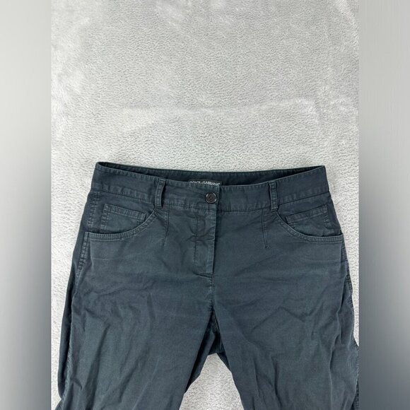 Dolce Gabbana Womens Size 40 EU/4 US/8 UK Navy Blue Button Fly Pants Button Cuff - Picture 13 of 14
